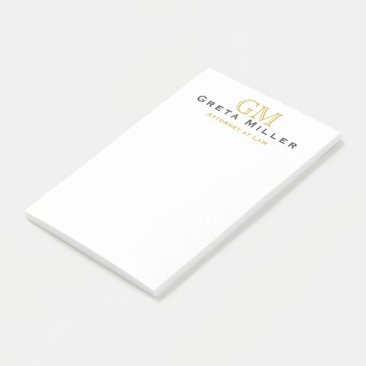 Elegant Simple Classic Gold Monogram Post-it® Notes (Schuin)