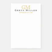Elegant Simple Classic Gold Monogram Post-it® Notes (Voorkant)