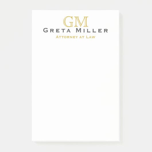 Elegant Simple Classic Gold Monogram Post-it® Notes (Voorkant)