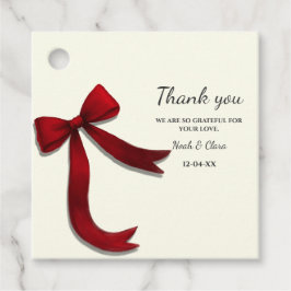 Elegant Simple Classic Minimalist Red Bow Bedankjes Labels