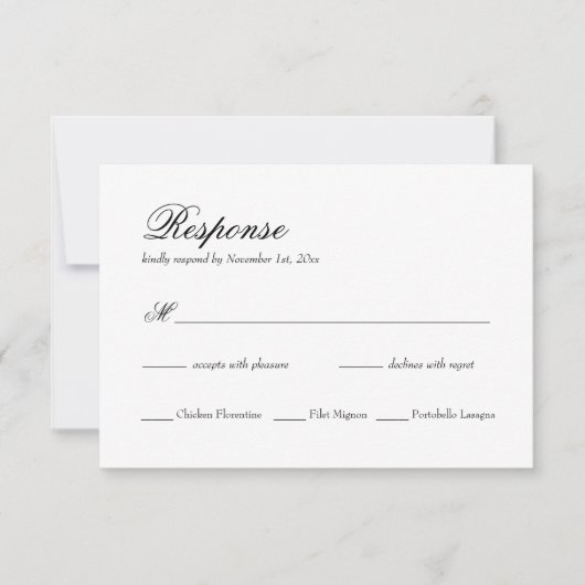 Elegant Simple Classic Wedding RSVP-kaart RSVP Kaartje (Voorkant)