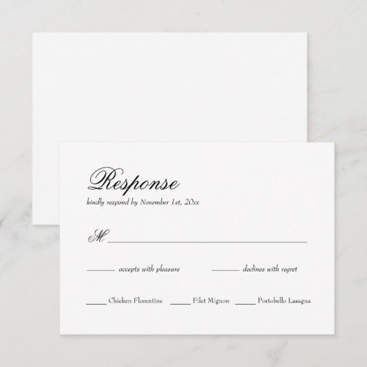Elegant Simple Classic Wedding RSVP-kaart RSVP Kaartje (Voorkant / Achterkant)