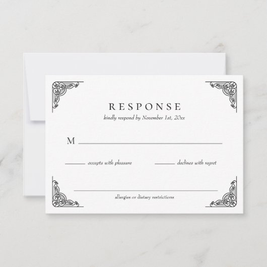 Elegant Simple Classic Wedding RSVP-kaart RSVP Kaartje (Voorkant)