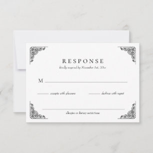 Elegant Simple Classic Wedding RSVP-kaart RSVP Kaartje