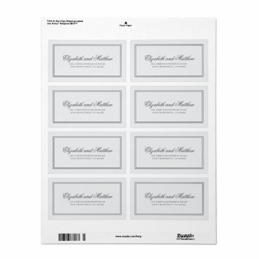 Elegant Simple Classic Weduwingadres Etiket (Full Sheet)