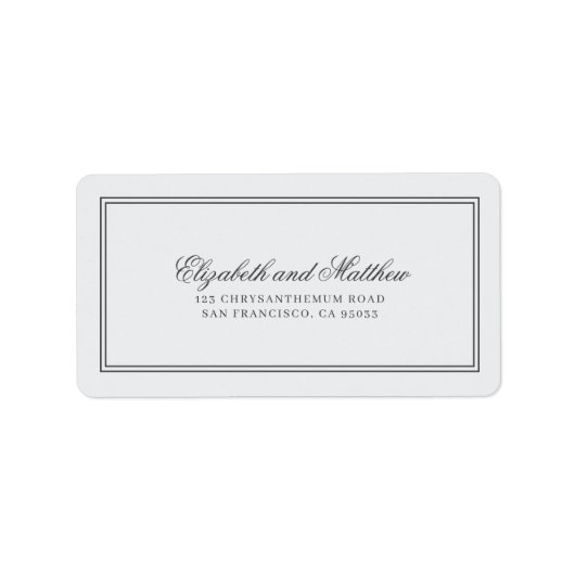 Elegant Simple Classic Weduwingadres Etiket (Voorkant)