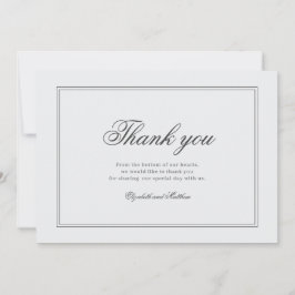 Elegant Simple Classic White Wedding Bedankkaart