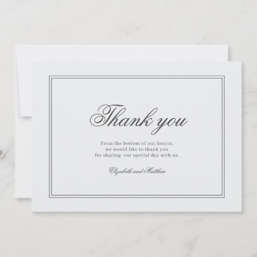 Elegant Simple Classic White Wedding Bedankkaart (Voorkant)