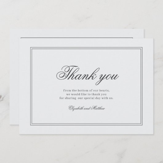 Elegant Simple Classic White Wedding Bedankkaart (Voorkant / Achterkant)