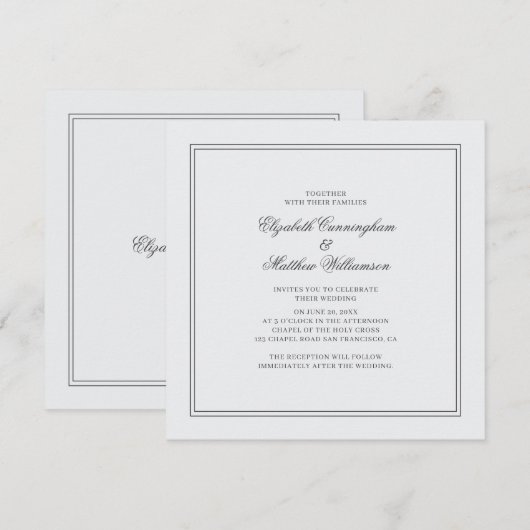 Elegant Simple Classic White Wedding Kaart (Voorkant / Achterkant)