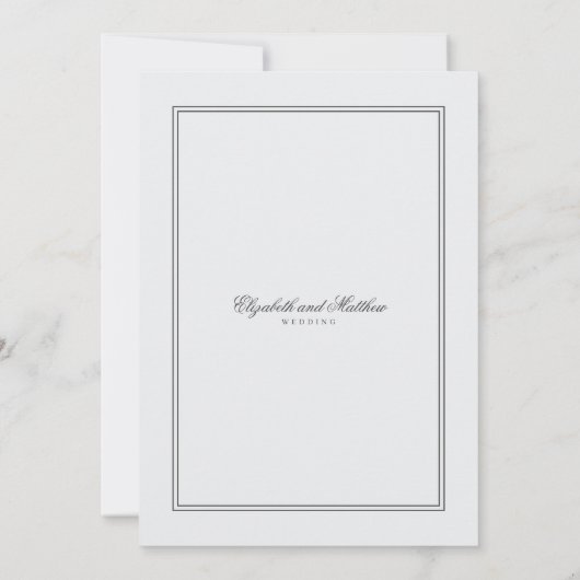 Elegant Simple Classic White Wedding Kaart (Achterkant)
