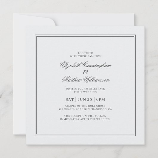 Elegant Simple Classic White Wedding Kaart (Voorkant)