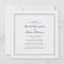 Elegant Simple Classic White Wedding Kaart