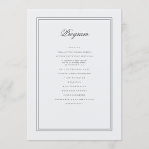 Elegant Simple Classic White Wedding Programmakaart