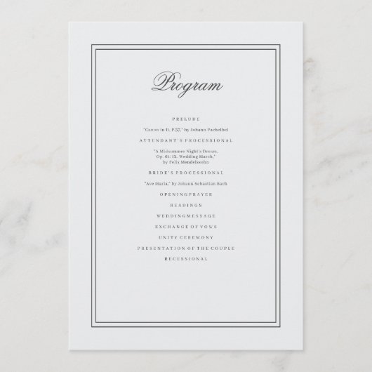 Elegant Simple Classic White Wedding Programmakaart (Voorkant)