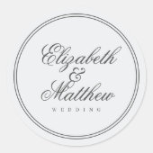 Elegant Simple Classic White Wedding Ronde Sticker (Voorkant)