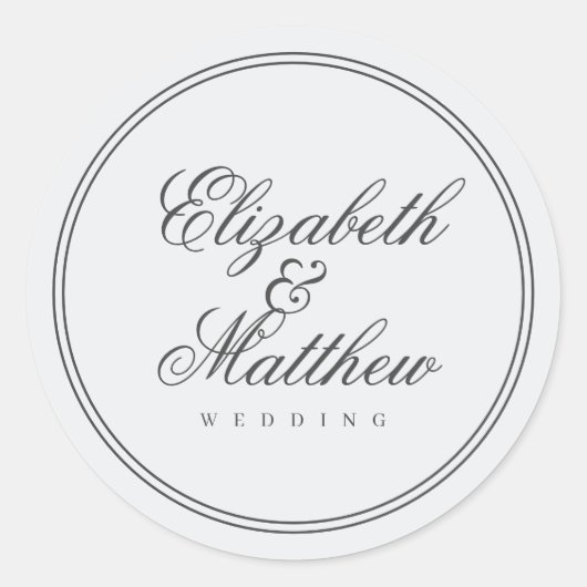 Elegant Simple Classic White Wedding Ronde Sticker (Voorkant)