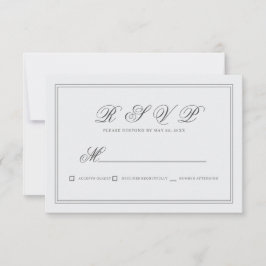 Elegant Simple Classic White Wedding RSVP Kaartje