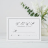 Elegant Simple Classic White Wedding RSVP Kaartje (Staand voorkant)