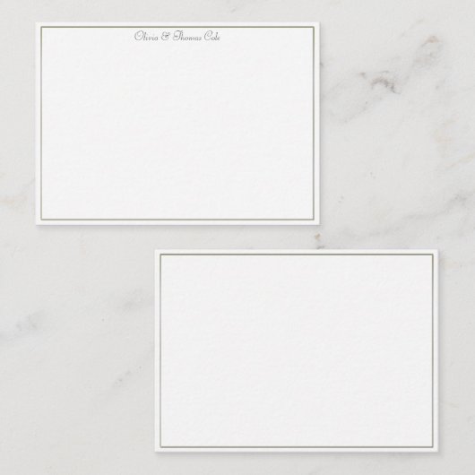 Elegant Simple Classy Gold Lijst Wedding Couple Notitiekaartje (Voorkant / Achterkant)