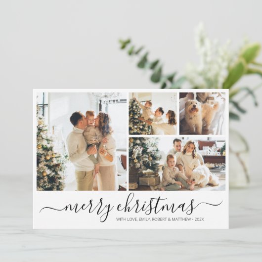 Elegant Simple Collage Kerstfeestdag Kaart (Staand voorkant)