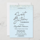Elegant Simple Confetti Light Blue Sweet 16 Kaart (Voorkant)