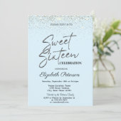 Elegant Simple Confetti Light Blue Sweet 16 Kaart (Staand voorkant)