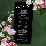 Elegant Simple Contemmodern Typografie Black Menu<br><div class="desc">Het onderscheid tussen deze suite is het gevolg van het hedendaagse handschrift dat wordt gebruikt voor accentzinnen. In dit specifieke stuk, werd dit elegante lettertype gebruikt om grafisch te creëer die eenvoudig "menu"bij de bovenkant leest. Gebruik de velden sjabloon om je persoonlijke gegevens toe te voegen. De achtergrond kan worden...</div>