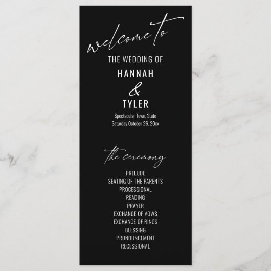 Elegant Simple Contemmodern Typografie Black Programmakaart (Voorkant)