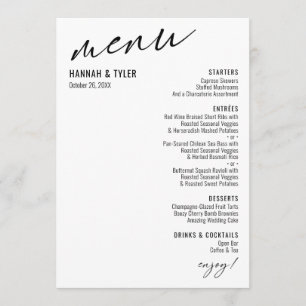 Elegant Simple Contemmodern Typografie Black White Menu