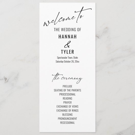 Elegant Simple Contemmodern Typografie Black White Programmakaart (Voorkant)