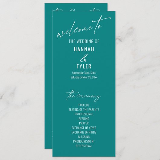 Elegant Simple Contemmodern Typografie Blauwgroen Programmakaart (Voorkant / Achterkant)