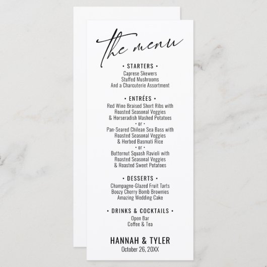 Elegant Simple Contemmodern Typografie White Menu (Voorkant / Achterkant)