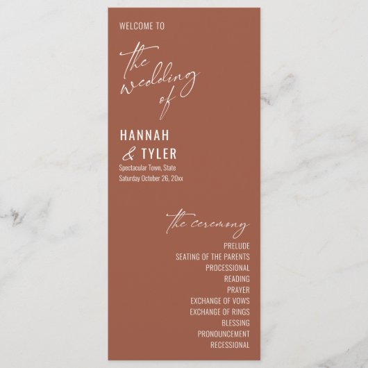 Elegant Simple Contemmodern Typography Terracotta Programmakaart (Voorkant)