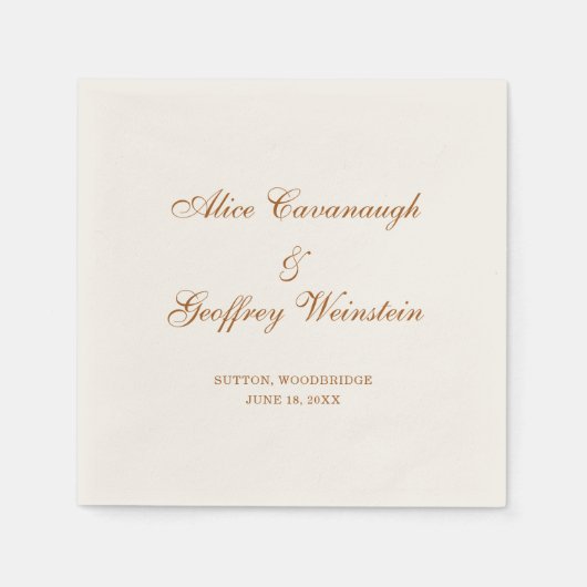 Elegant Simple Copper and Ivory Wedding Servet (Voorkant)