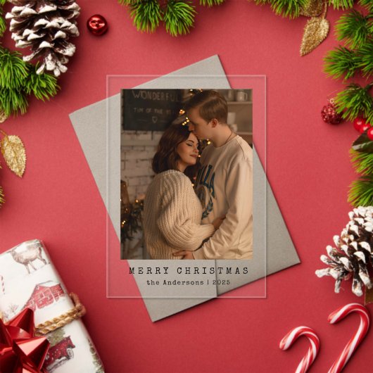 Elegant Simple Couple Photo Christmas Card Acryl Uitnodigingen (Insity (Feestdagen))