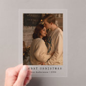 Elegant Simple Couple Photo Christmas Card Acryl Uitnodigingen (Insitu (Draagbaar))