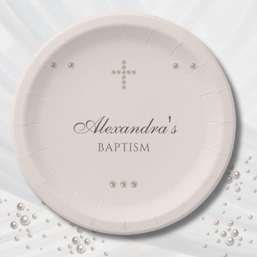 Elegant Simple Cross Christening Christian Baptism Papieren Bordje