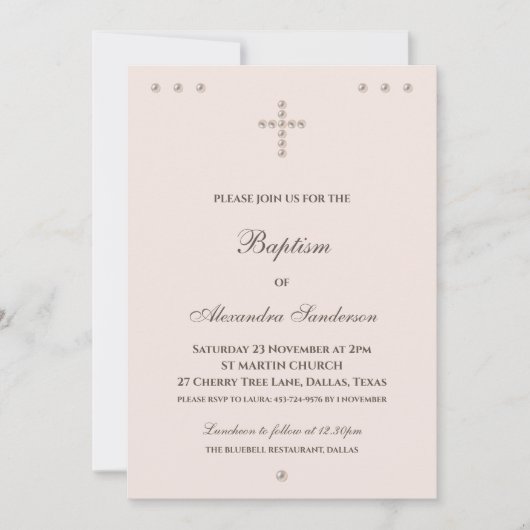 Elegant Simple Cross Christian Baptism Kaart (Voorkant)