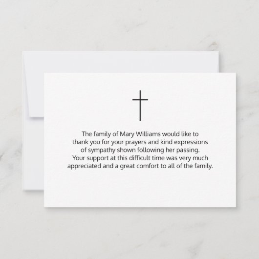 Elegant Simple Cross Sympathie Hartelijk dank Bedankkaart (Achterkant)