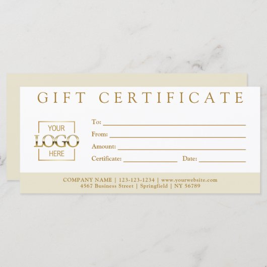 Elegant Simple Custom Business Gift Certificate (Voorkant / Achterkant)