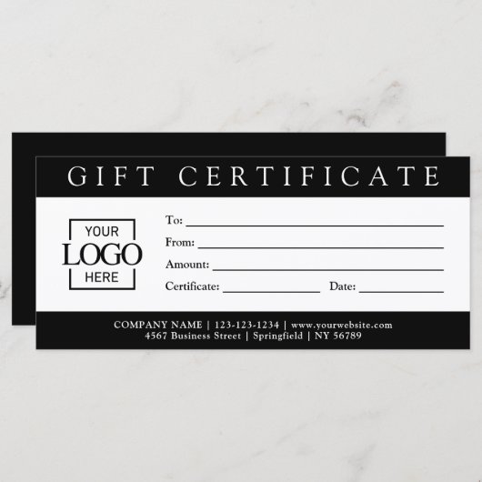 Elegant Simple Custom Business Gift Certificate wi (Voorkant / Achterkant)