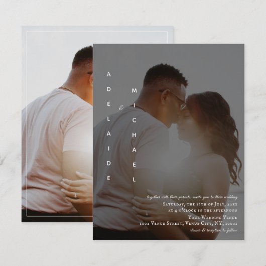 Elegant Simple Custom Photo Wedding Invitation (Voorkant / Achterkant)