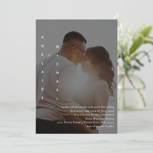 Elegant Simple Custom Photo Wedding Invitation (Staand voorkant)