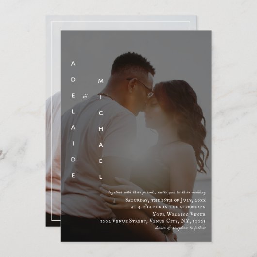 Elegant Simple Custom Photo Wedding Invitation (Voorkant / Achterkant)