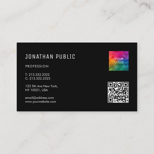 Elegant Simple Custom Template QR Code Logo Modern Visitekaartje (Achterkant)