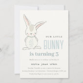 Elegant Simple Cute Blue Bunny boys Birthday Kaart (Voorkant)