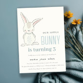 Elegant Simple Cute Blue Bunny boys Birthday Kaart