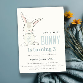 Elegant Simple Cute Blue Bunny boys Birthday Kaart