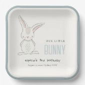 Elegant Simple Cute Blue Bunny boys Birthday Papieren Bordje (Voorkant)